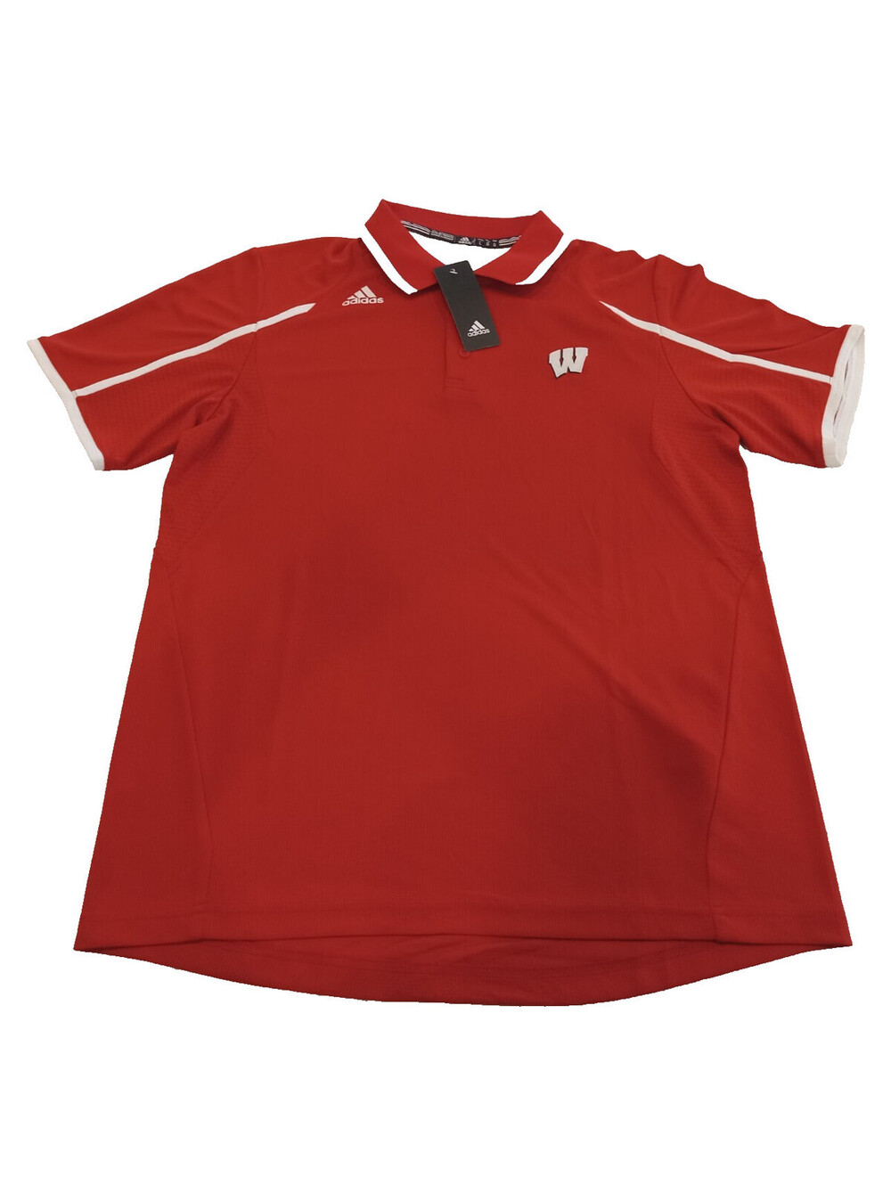 Adidas Climalite Wisconsin Badgers Polo Shirt Mens Large Red White Accents NWT L